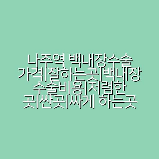 나주역 백내장수술 가격|잘하는곳|백내장 수술비용|저렴한 곳|싼곳|싸게 하는곳