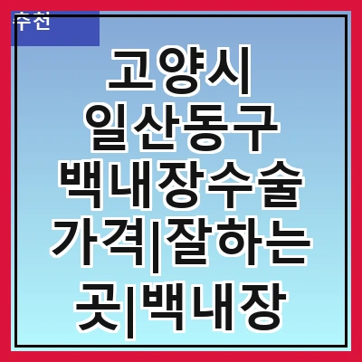 고양시 일산동구 백내장수술 가격|잘하는곳|백내장 수술비용|저렴한 곳|싼곳|싸게 하는곳