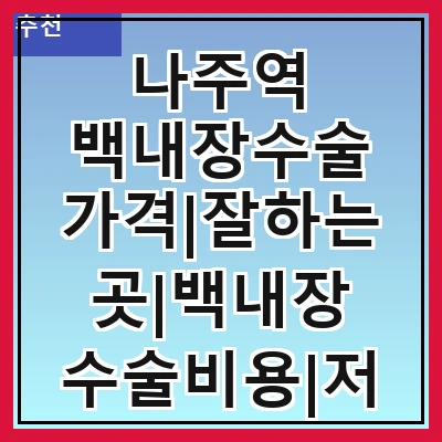 나주역 백내장수술 가격|잘하는곳|백내장 수술비용|저렴한 곳|싼곳|싸게 하는곳