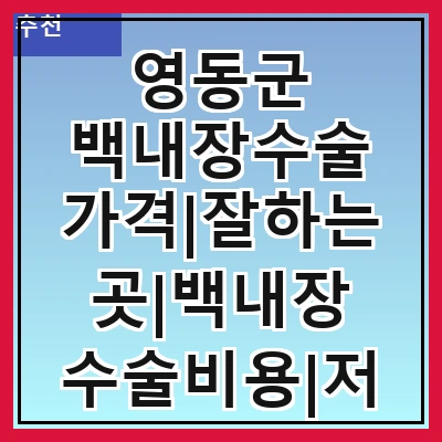 영동군 백내장수술 가격|잘하는곳|백내장 수술비용|저렴한 곳|싼곳|싸게 하는곳