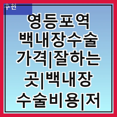 영등포역 백내장수술 가격|잘하는곳|백내장 수술비용|저렴한 곳|싼곳|싸게 하는곳
