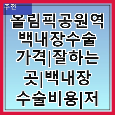 올림픽공원역 백내장수술 가격|잘하는곳|백내장 수술비용|저렴한 곳|싼곳|싸게 하는곳