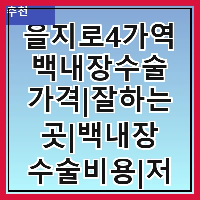 을지로4가역 백내장수술 가격|잘하는곳|백내장 수술비용|저렴한 곳|싼곳|싸게 하는곳