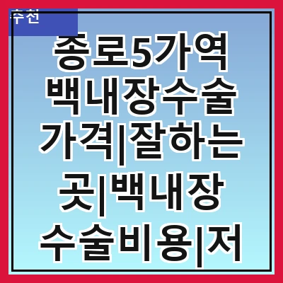 종로5가역 백내장수술 가격|잘하는곳|백내장 수술비용|저렴한 곳|싼곳|싸게 하는곳