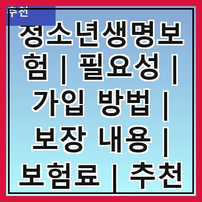 청소년생명보험 | 필요성 | 가입 방법 | 보장 내용 | 보험료 | 추천 상품 | 주의 사항 | FAQ