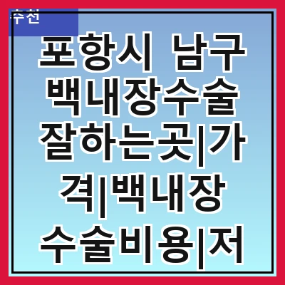 포항시 남구 백내장수술 잘하는곳|가격|백내장 수술비용|저렴한 곳|싼곳|싸게 하는곳